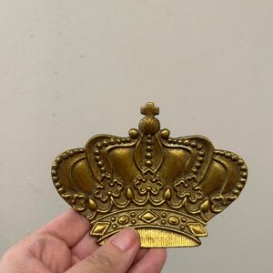 Vintage Brass Gold Crown Decor trinket dish collectible unique